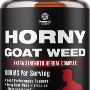 Horny Goat Weed Extract Complex - Potent Men's Sexual Health Supplement & Libido Booster for Men - Men's Sexual Performance Supplements for Male Enhancement with Tribulus & Saw Palmetto - 30 Servings