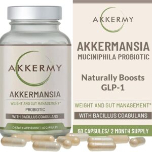 Akkermansia Probiotic for Healthy Weight | Naturally Increases GLP-1 | 60 Day Supply | Contains Bacillus Coagulans, Vitamins B2, D3 & Chromium | SIBO Friendly, Vegan & Gluten Free