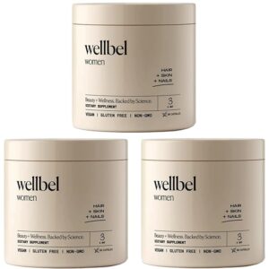 WELLBEL Women Clean Supplement for Hair, Skin, and Nails, Vegan, Gluten Free and Non GMO 90 Count (3 Pack)