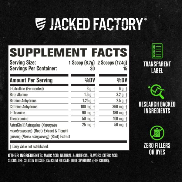 Jacked Factory NITROSURGE Pre Workout Supplement - Energy Booster, Instant Strength Gains, Clear Focus & Intense Pumps - NO Booster & Powerful Preworkout Energy Powder - 30 Servings, Blue Raspberry - Image 7