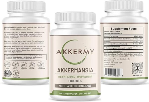 Akkermansia Probiotic for Healthy Weight | Naturally Increases GLP-1 | 60 Day Supply | Contains Bacillus Coagulans, Vitamins B2, D3 & Chromium | SIBO Friendly, Vegan & Gluten Free - Image 3