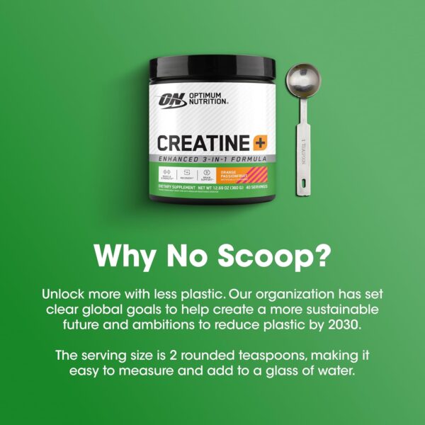 Optimum Nutrition Creatine Monohydrate Plus Powder, Orange Passionfruit Flavored Creatine Performance Blend With Electrolytes for Hydration, Added Vitamins, 40 Servings, 360 Grams (Packaging May Vary) - Image 9