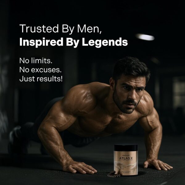 ATLAS X 10-in-1 Masculinity Maximiser Supplement for Men - Energy, Strength & Vitality Capsules with Shilajit, Ashwagandha, Zinc, Safed Musli, Tongkat Ali, Black Maca, Fadogia Agrestis, 2 Month Supply - Image 8