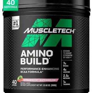 MuscleTech BCAA Powder for Men & Women, Strawberry Watermelon - Amino Acids Nutritional Supplement with Electrolytes for Energy, Muscle Gain & Recovery - Sugar-Free Gym Pre-Workout - 40 Servings