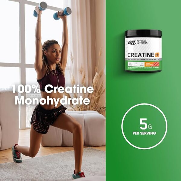 Optimum Nutrition Creatine Monohydrate Plus Powder, Orange Passionfruit Flavored Creatine Performance Blend With Electrolytes for Hydration, Added Vitamins, 40 Servings, 360 Grams (Packaging May Vary) - Image 5