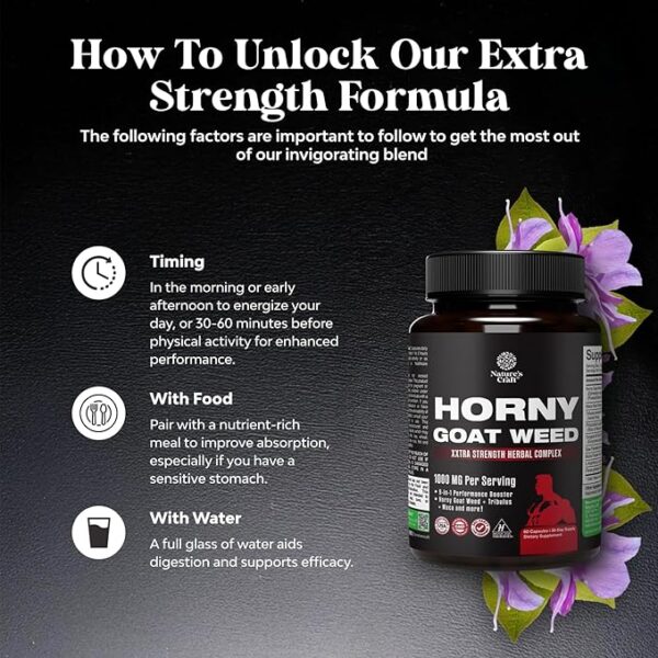 Horny Goat Weed Extract Complex - Potent Men's Sexual Health Supplement & Libido Booster for Men - Men's Sexual Performance Supplements for Male Enhancement with Tribulus & Saw Palmetto - 30 Servings - Image 4