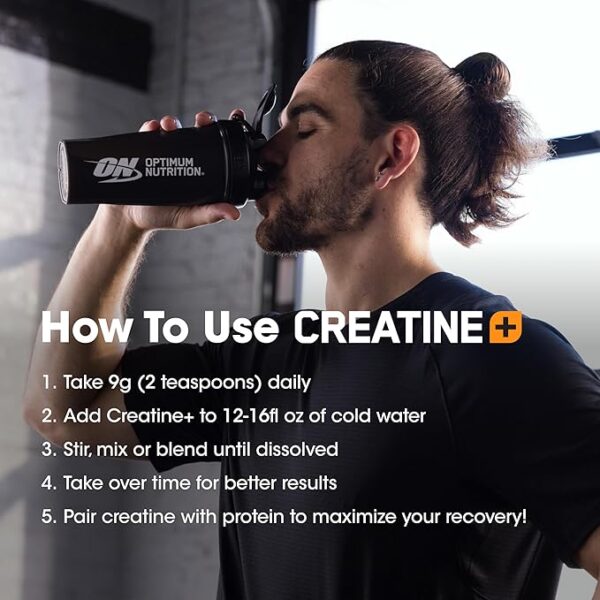 Optimum Nutrition Creatine Monohydrate Plus Powder, Orange Passionfruit Flavored Creatine Performance Blend With Electrolytes for Hydration, Added Vitamins, 40 Servings, 360 Grams (Packaging May Vary) - Image 4