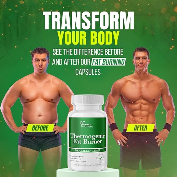 DR VITAMIN SOLUTIONS Thermogenic Fat Burner Brazilian Lean, Weight Loss Pills for Women, Waist Trimmer & Supplements for Bloating for Women & Men, 60 Capsules - Image 4