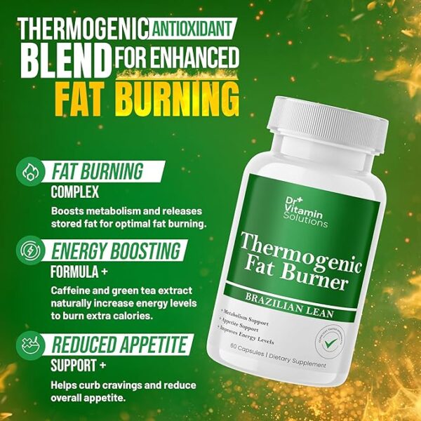 DR VITAMIN SOLUTIONS Thermogenic Fat Burner Brazilian Lean, Weight Loss Pills for Women, Waist Trimmer & Supplements for Bloating for Women & Men, 60 Capsules - Image 5