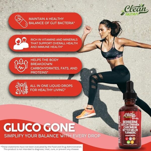 Clean Nutra Berberine with Ceylon Cinnamon Supplement Liquid Drops + Bitter Melon Extract, Glucomannan, Gymnema, Chromium, Turmeric, Organic Panax Ginseng, Moringa GLP-1 Support - Image 2