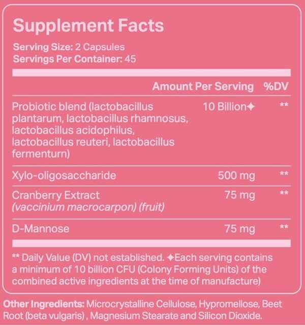 Vaginal Probiotics for Women- pH Balance, Digestion, UT- Female Health Supplement with Cranberry- Prebiotic Blend, Lactobacillus- Promote Healthy Vaginal Odor & Flora- Feminine Probiotic- 90 Ct - Image 4