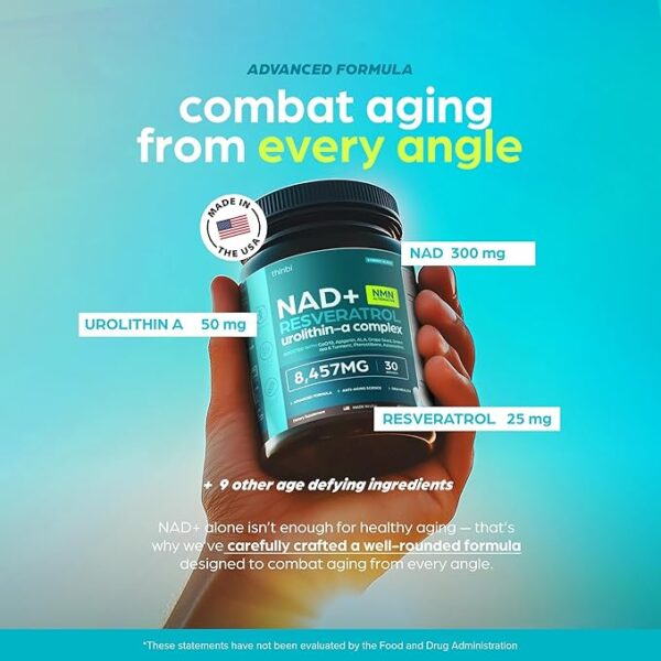 NAD Supplement 8,457 mg Extra Strength NMN Alternative Liposomal, Green Tea + Astaxanthin for Women & Men, Resveratrol, CoQ10, Alpha Lipoic Acid – Energy Anti-Aging,Cell Regeneration - Image 3