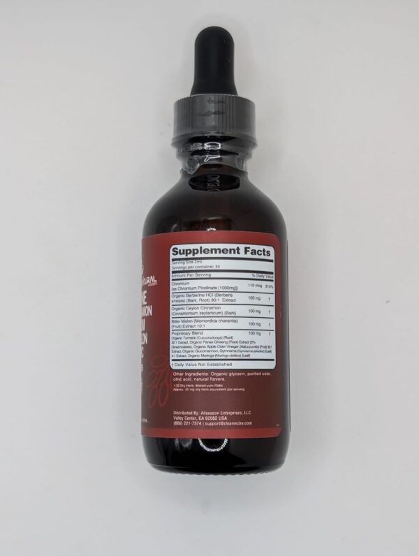 Clean Nutra Berberine with Ceylon Cinnamon Supplement Liquid Drops + Bitter Melon Extract, Glucomannan, Gymnema, Chromium, Turmeric, Organic Panax Ginseng, Moringa GLP-1 Support - Image 7