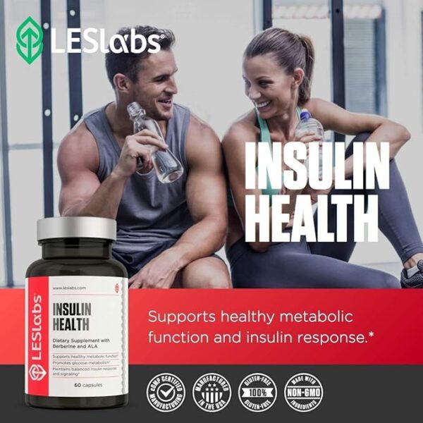 LES Labs Insulin Health – Metabolic Health and Support, Lipid & Carbohydrate Metabolism – Berberine, Chromium, Olive Leaf, Alpha Lipoic Acid & Vanadium – Non-GMO Supplement – 60 Capsules - Image 6
