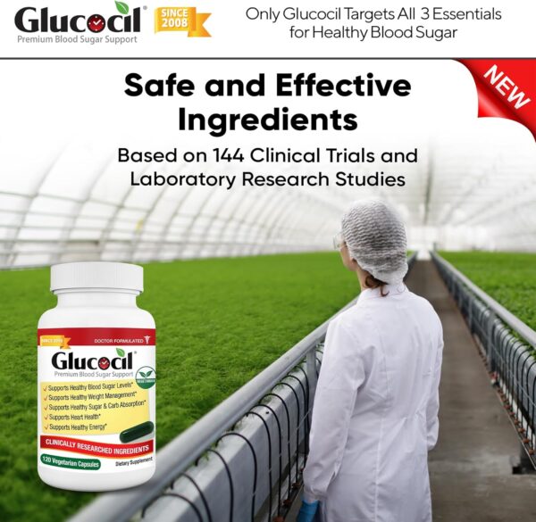 Glucocil – New - Vegetarian Capsules - Premium Blood Sugar Support - Supports The 3 Essentials for Healthy Blood Sugar - with Berberine, Proprietary Mulberry Leaf, and More - Image 6