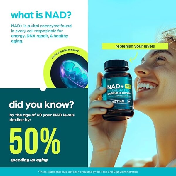NAD Supplement 8,457 mg Extra Strength NMN Alternative Liposomal, Green Tea + Astaxanthin for Women & Men, Resveratrol, CoQ10, Alpha Lipoic Acid – Energy Anti-Aging,Cell Regeneration - Image 2