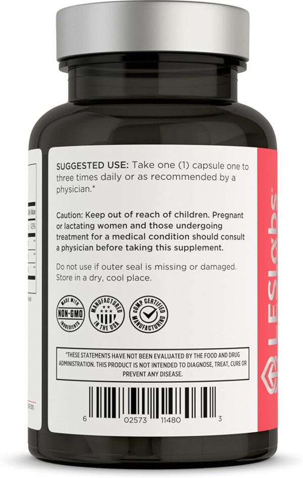 LES Labs Insulin Health – Metabolic Health and Support, Lipid & Carbohydrate Metabolism – Berberine, Chromium, Olive Leaf, Alpha Lipoic Acid & Vanadium – Non-GMO Supplement – 60 Capsules - Image 3