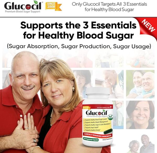 Glucocil – New - Vegetarian Capsules - Premium Blood Sugar Support - Supports The 3 Essentials for Healthy Blood Sugar - with Berberine, Proprietary Mulberry Leaf, and More - Image 2