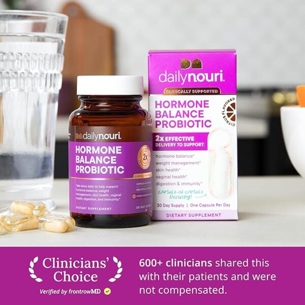 Daily Nouri Hormone Balance Probiotic for Women | Capsules for PCOS, Vaginal pH, Yeast Balance, Skin Health, Digestion & Immunity | 7 Probiotic Strains & Vegan Ahiflower Omega Oil | 30-Day Supply - Image 2