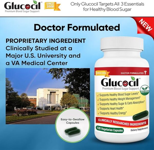 Glucocil – New - Vegetarian Capsules - Premium Blood Sugar Support - Supports The 3 Essentials for Healthy Blood Sugar - with Berberine, Proprietary Mulberry Leaf, and More - Image 5