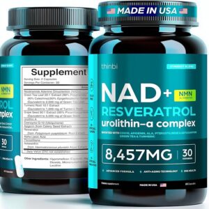 NAD Supplement 8,457 mg Extra Strength NMN Alternative Liposomal, Green Tea + Astaxanthin for Women & Men, Resveratrol, CoQ10, Alpha Lipoic Acid – Energy Anti-Aging,Cell Regeneration